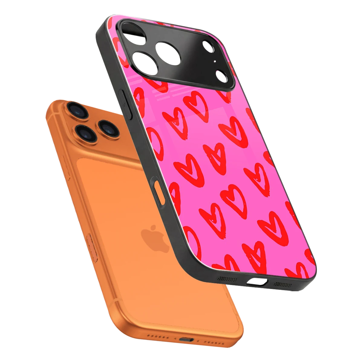 Heart Bloom sleek iphone 17 pro max cover with tempered glass back and TPU edges