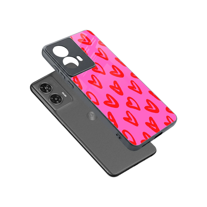 Heart Bloom sleek motorola edge 50 fusion cover with tempered glass back and TPU edges