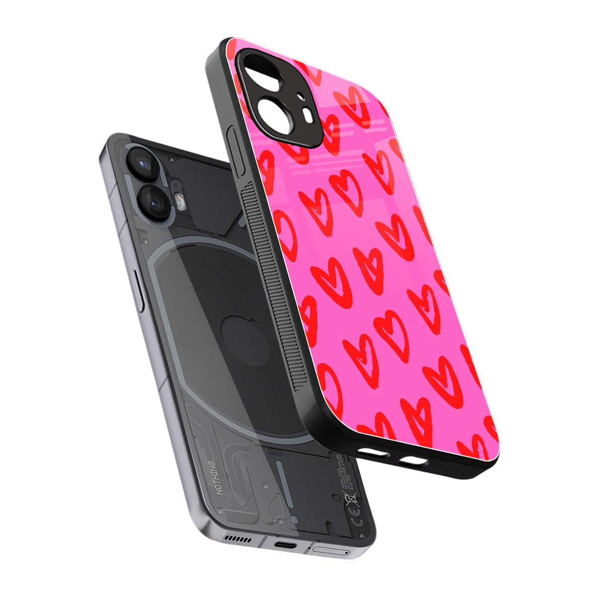 Heart Bloom sleek nothing phone 2 cover with tempered glass back and TPU edges
