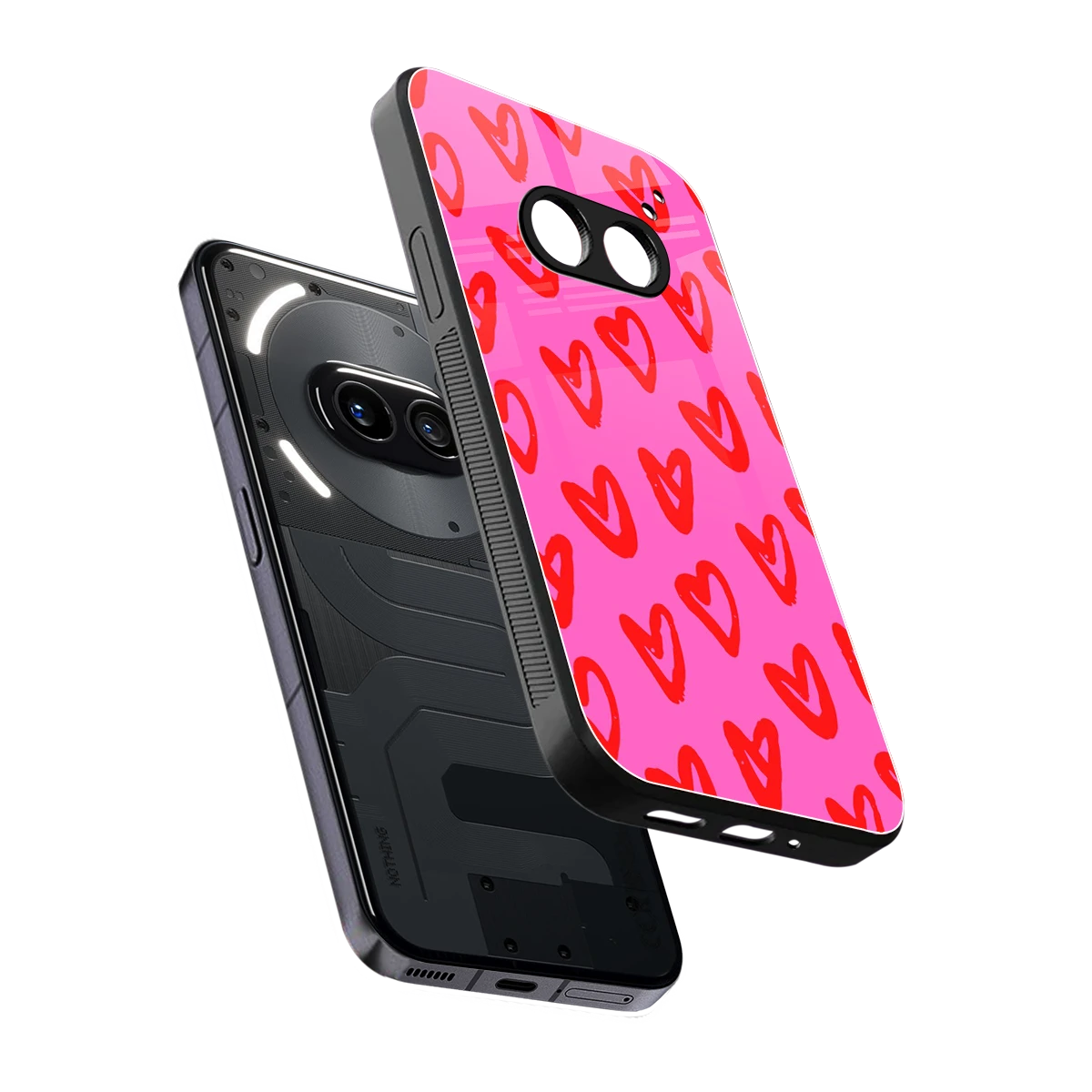 Heart Bloom sleek nothing phone 2a plus cover with tempered glass back and TPU edges