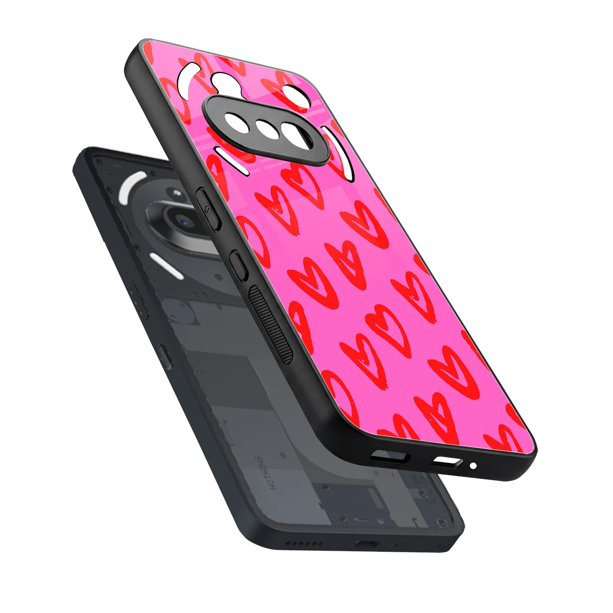 Heart Bloom sleek nothing phone 3a cover with tempered glass back and TPU edges