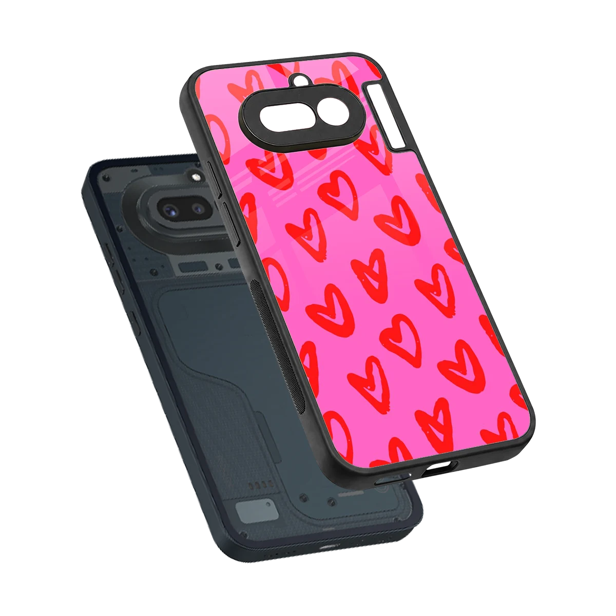 Heart Bloom sleek nothing phone 4a cover with tempered glass back and TPU edges