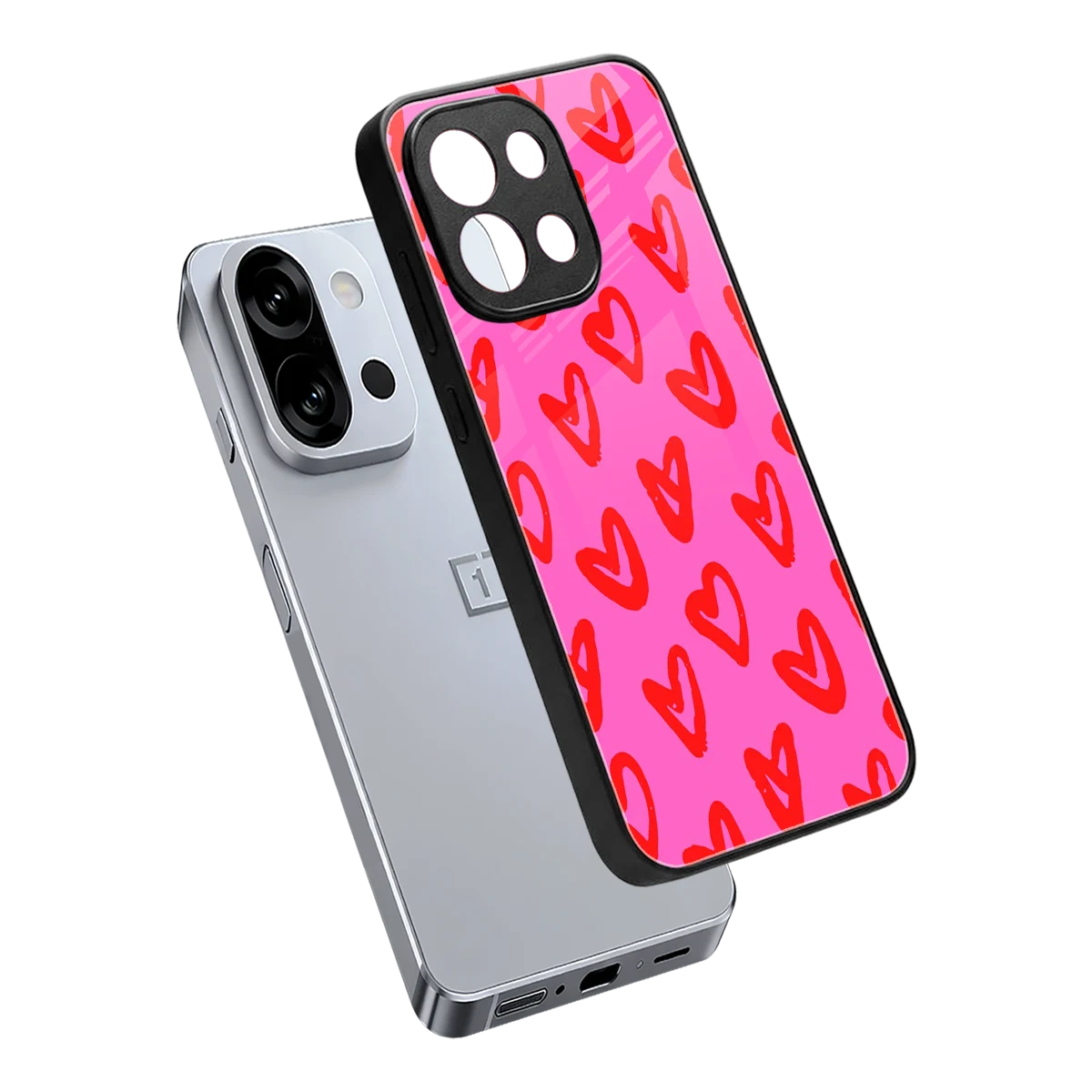 Heart Bloom sleek oneplus 13s cover with tempered glass back and TPU edges
