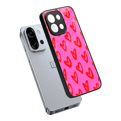 Heart Bloom sleek oneplus 13s cover with tempered glass back and TPU edges