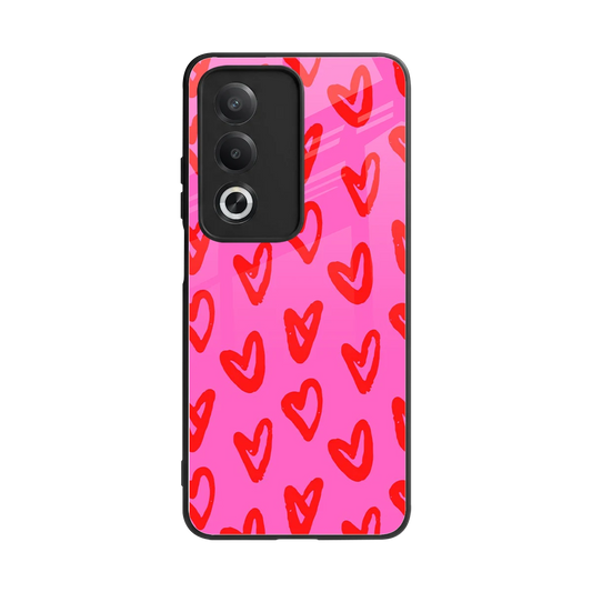 Heart Bloom back phone cover | glass case for oppo a3 pro