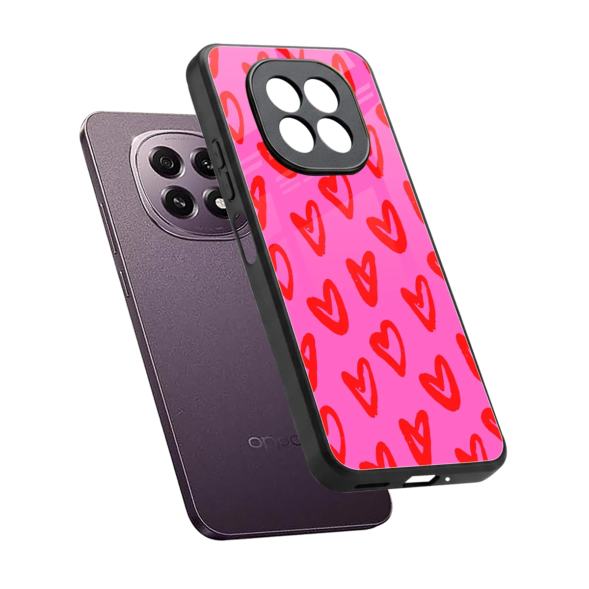 Heart Bloom sleek oppo f29 5g cover with tempered glass back and TPU edges