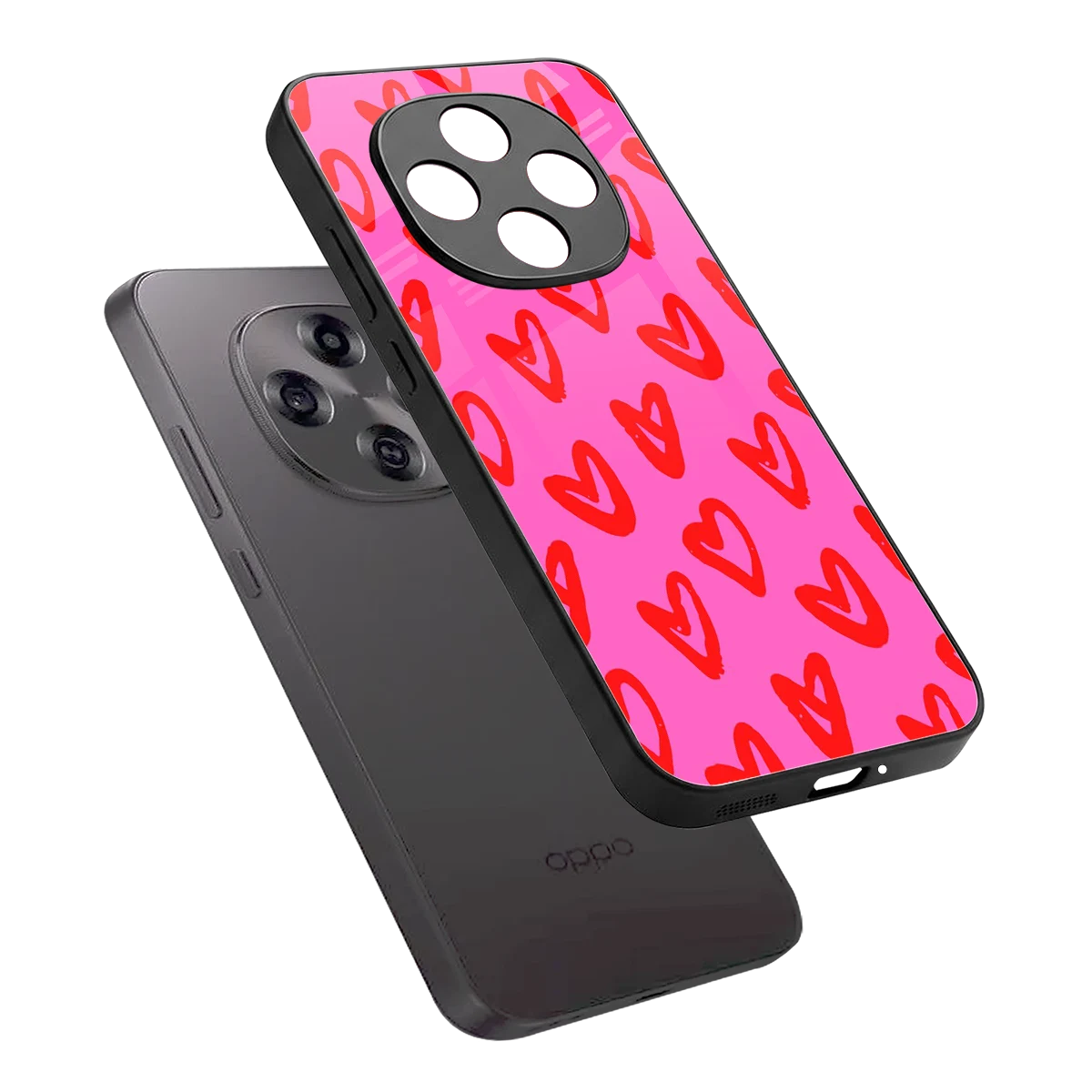 Heart Bloom sleek oppo f31 pro 5g cover with tempered glass back and TPU edges