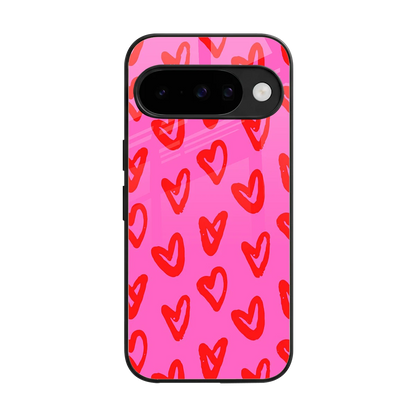 Heart Bloom back phone cover | glass case for google pixel 10