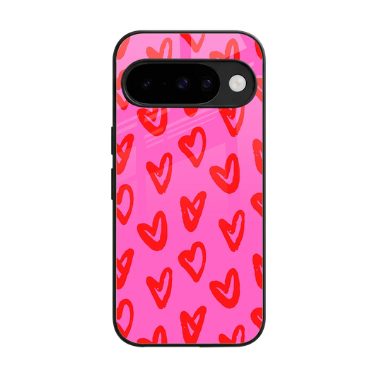 Heart Bloom back phone cover | glass case for google pixel 10