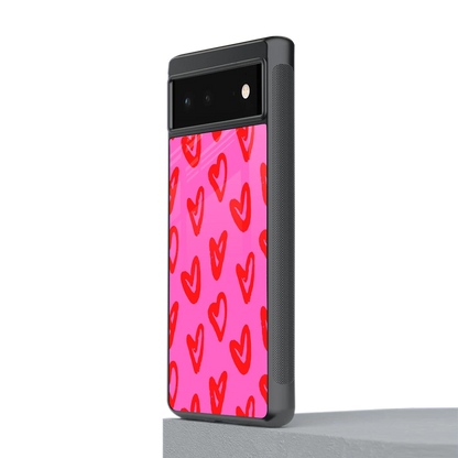 Heart Bloom stylish phone case for google pixel 6a | glossy glass and slim fit