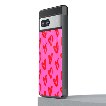 Heart Bloom stylish phone case for google pixel 7a | glossy glass and slim fit
