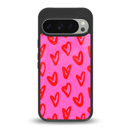 Heart Bloom back phone cover | glass case for google pixel 9 pro xl