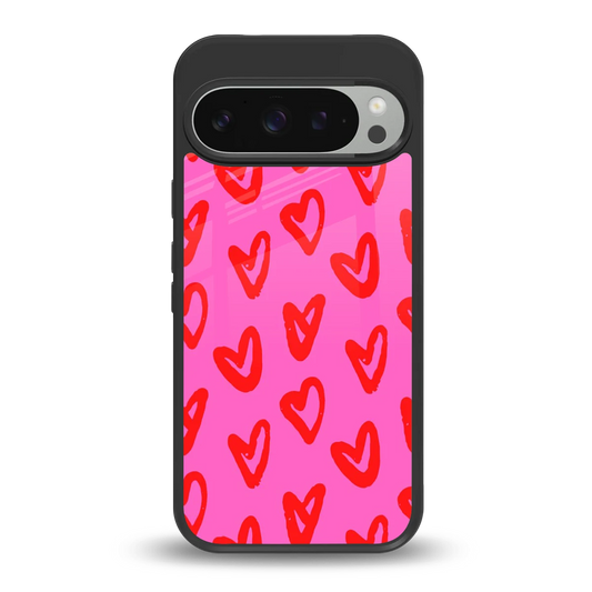 Heart Bloom back phone cover | glass case for google pixel 9 pro xl