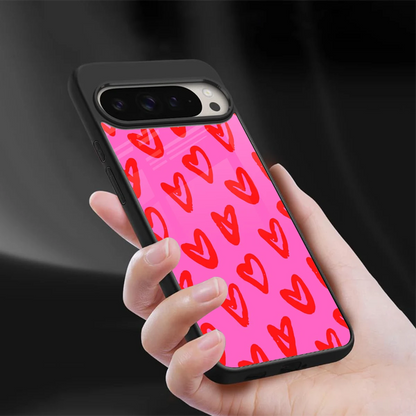 Heart Bloom sleek google pixel 9 pro cover with tempered glass back and TPU edges