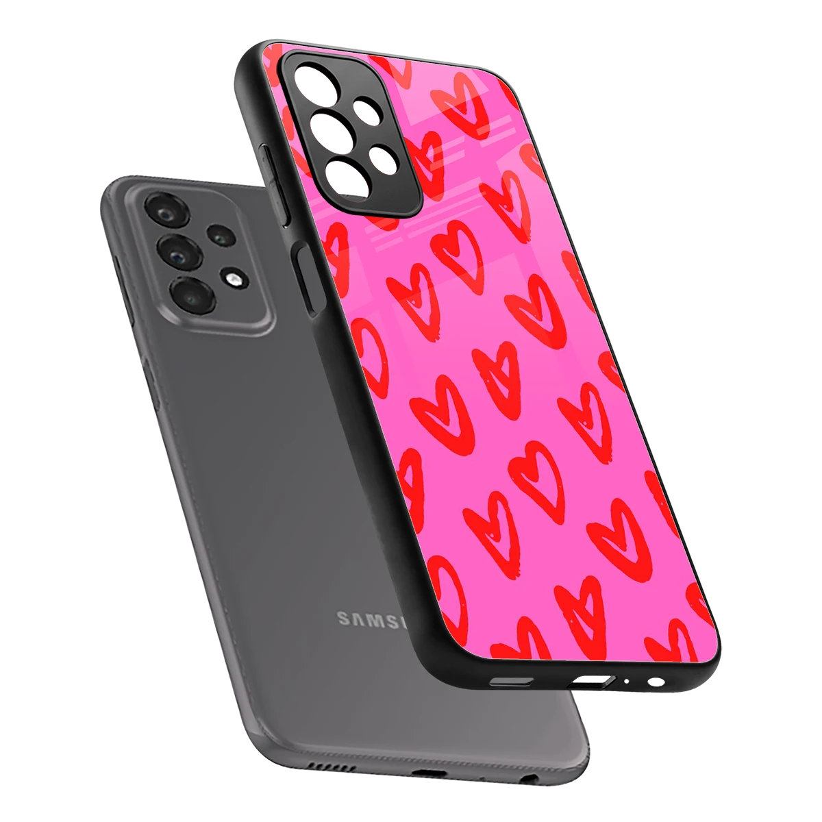 Heart Bloom sleek samsung galaxy a23 cover with tempered glass back and TPU edges