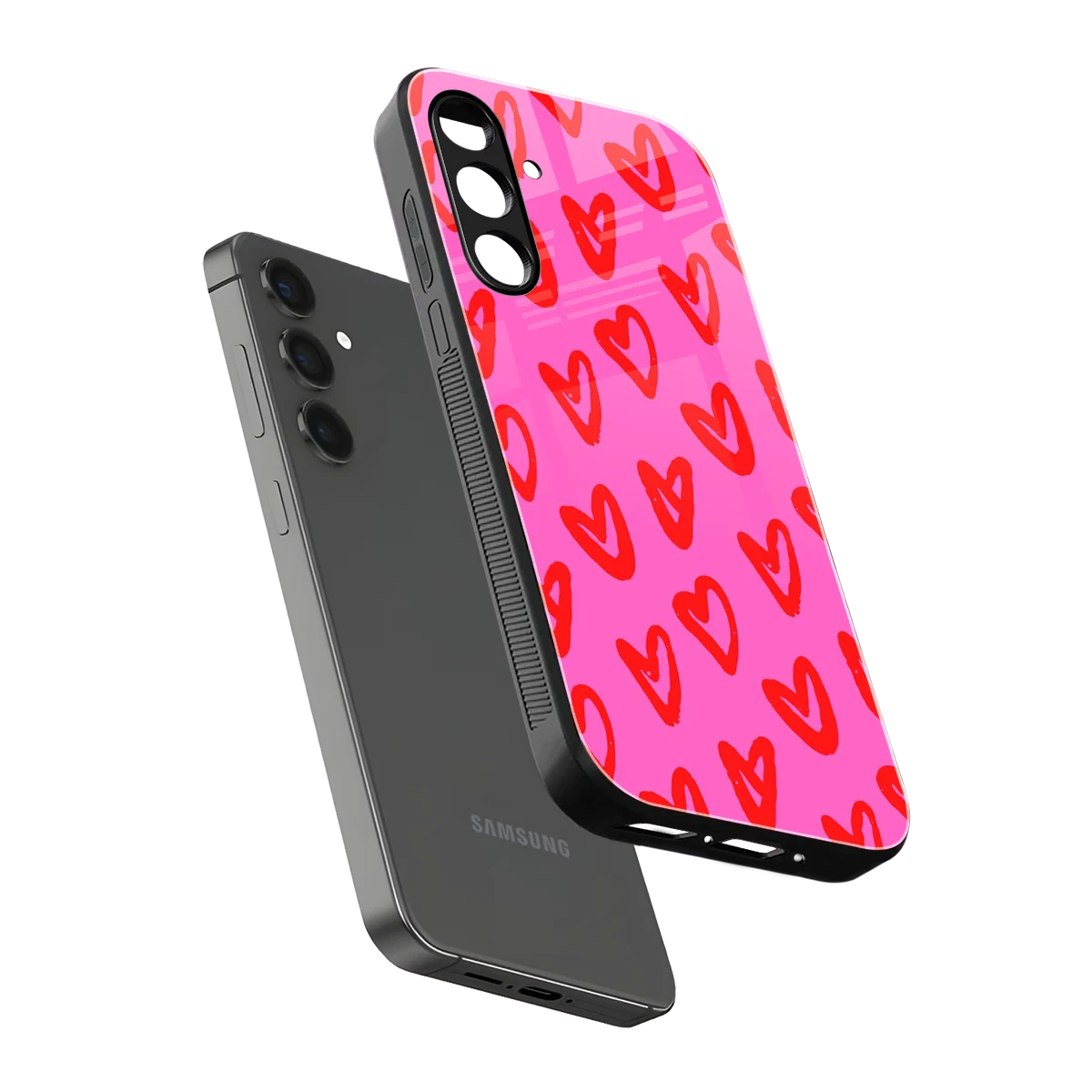 Heart Bloom sleek samsung galaxy a55 5g cover with tempered glass back and TPU edges