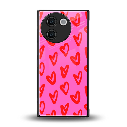 Heart Bloom back phone cover | glass case for vivo v30e