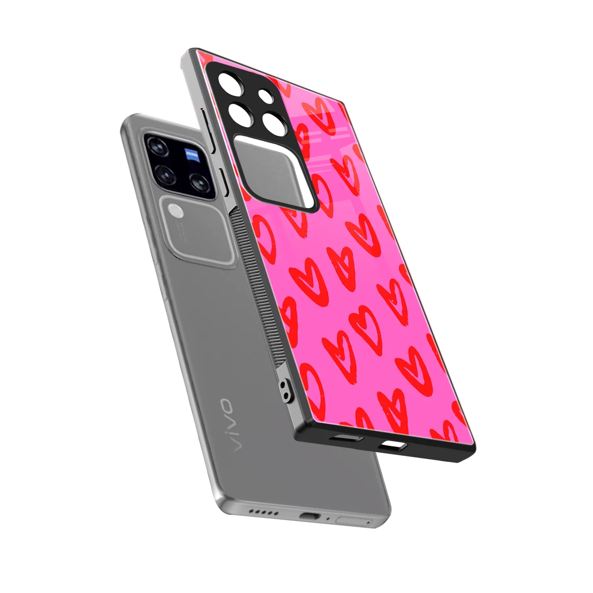 Heart Bloom sleekvivo v30 pro cover with tempered glass back and TPU edges