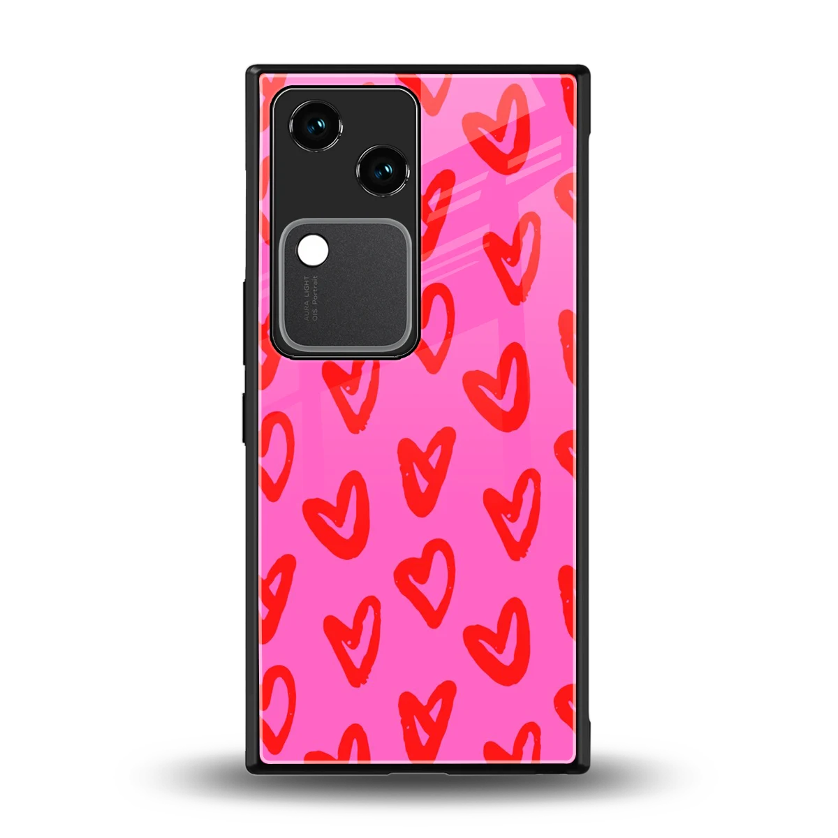 Heart Bloom back phone cover | glass case for vivo v30