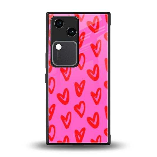 Heart Bloom back phone cover | glass case for vivo v30