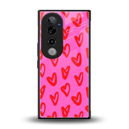 Heart Bloom back phone cover | glass case for vivo v40 pro