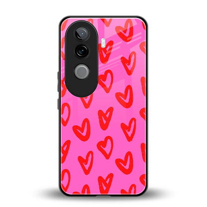 Heart Bloom back phone cover | glass case for vivo v40e