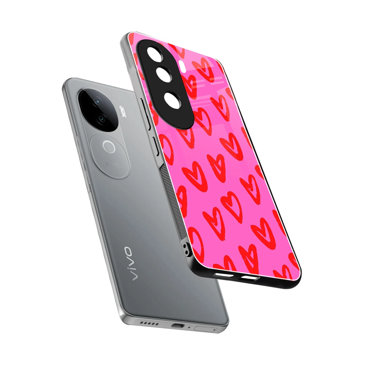 Heart Bloom sleek vivo v40e cover with tempered glass back and TPU edges