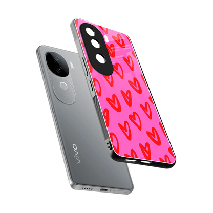 Heart Bloom sleek vivo v40e cover with tempered glass back and TPU edges