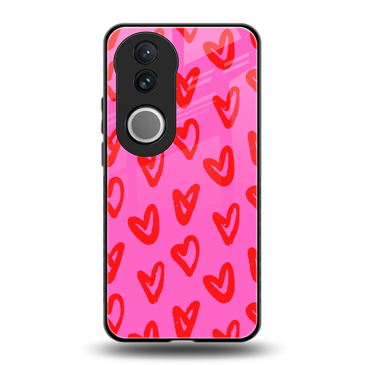 Heart Bloom back phone cover | glass case for vivo v50
