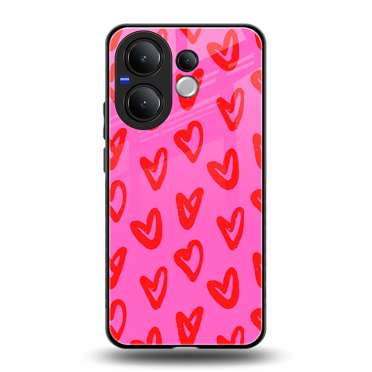 Heart Bloom back phone cover | glass case for vivo v60