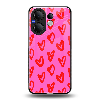Heart Bloom back phone cover | glass case for vivo v60