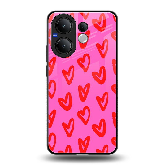 Heart Bloom back phone cover | glass case for vivo v60