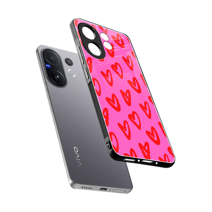 Heart Bloom sleek vivo v60 cover with tempered glass back and TPU edges