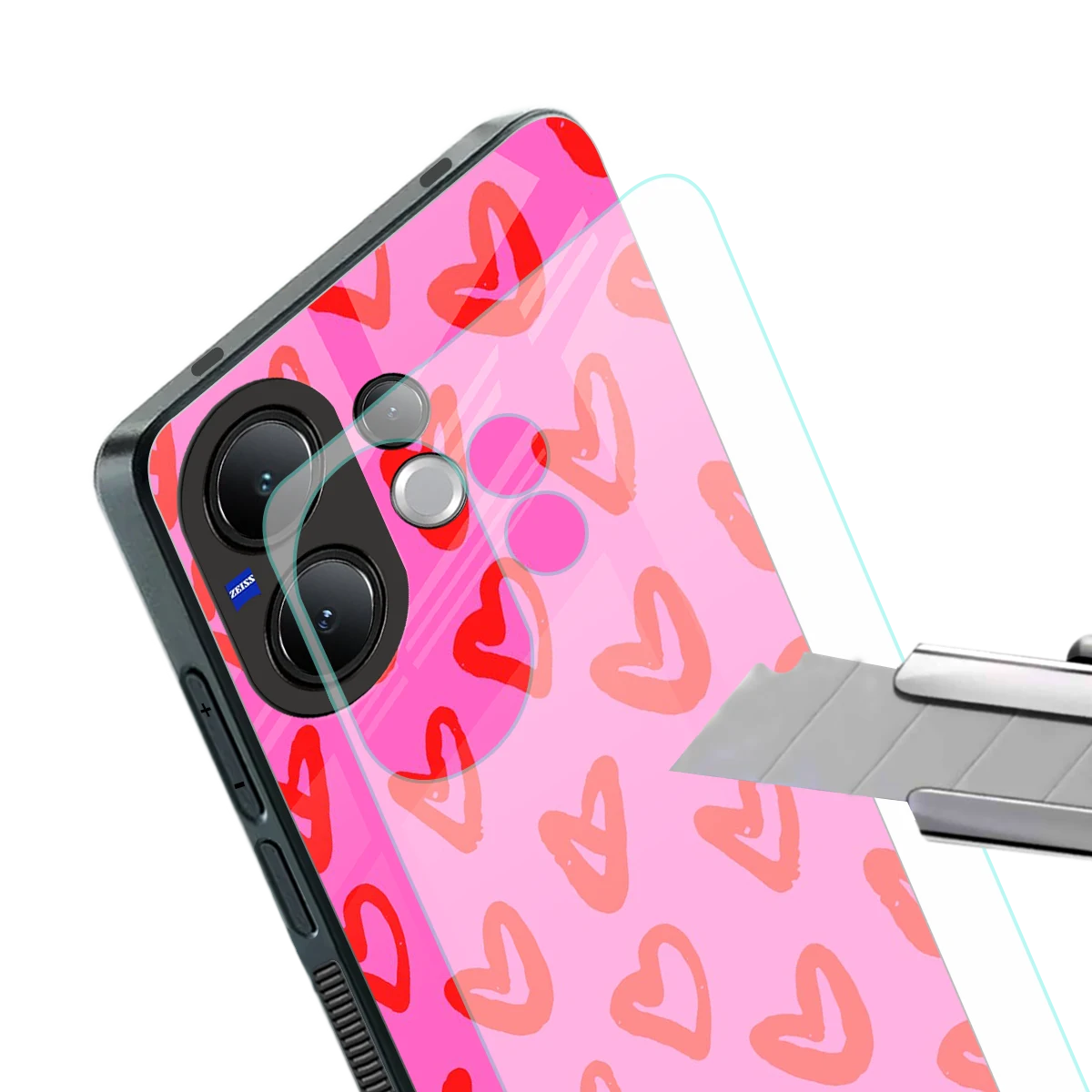 Heart Bloom stylish phone case for vivo v60 | glossy glass and slim fit