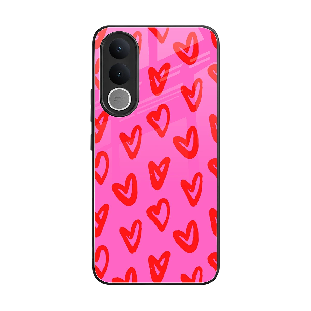 Heart Bloom back phone cover | glass case for vivo v70 fe