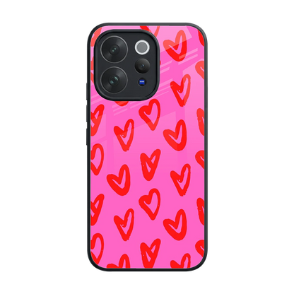 Heart Bloom back phone cover | glass case for vivo v70
