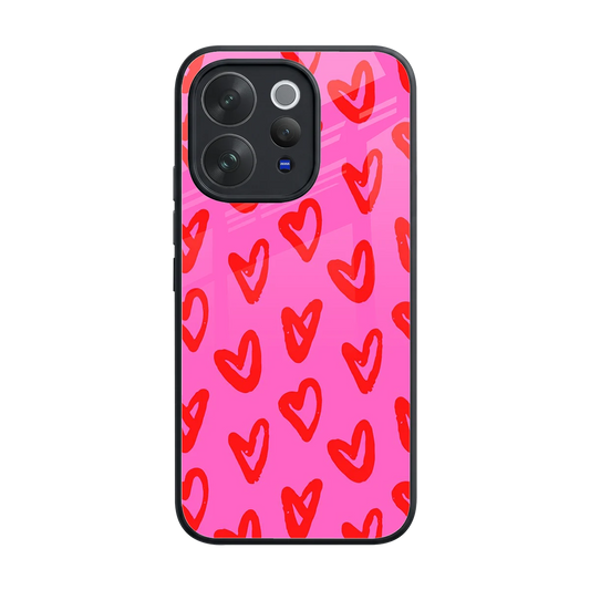 Heart Bloom back phone cover | glass case for vivo v70 elite