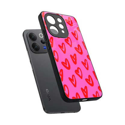 Heart Bloom sleek vivo v70 cover with tempered glass back and TPU edges