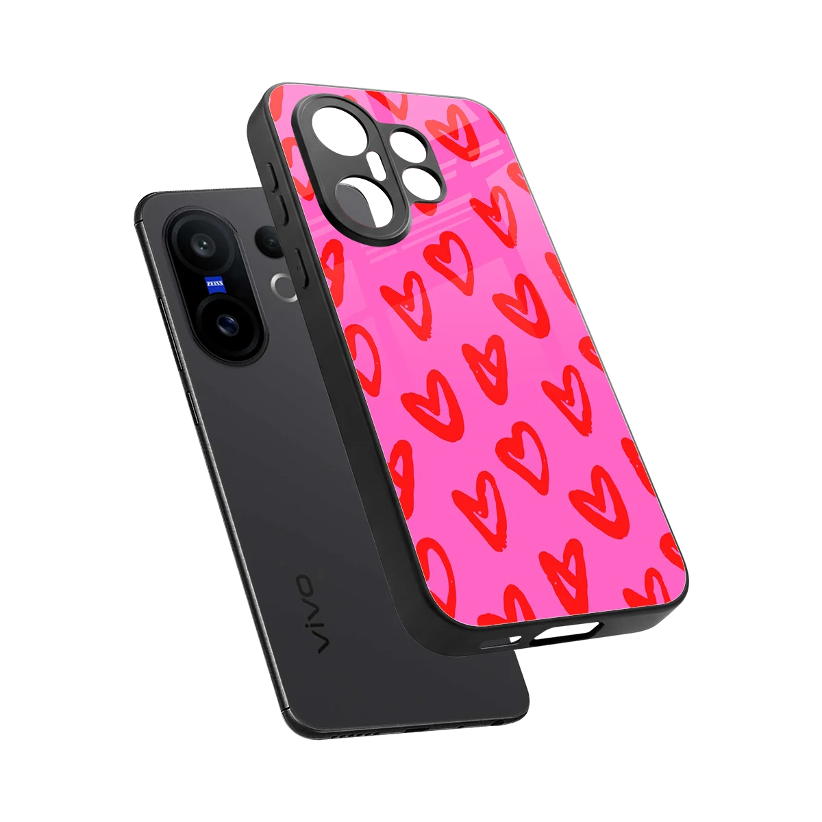 Heart Bloom sleek vivo x200 fe cover with tempered glass back and TPU edges