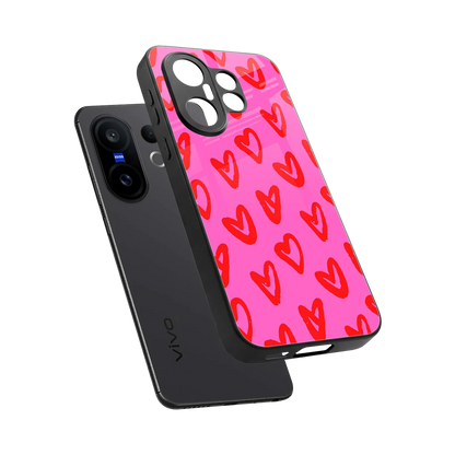 Heart Bloom sleek vivo x200 fe cover with tempered glass back and TPU edges