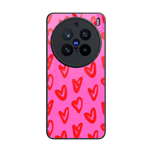 Heart Bloom back phone cover | glass case for vivo x200 pro