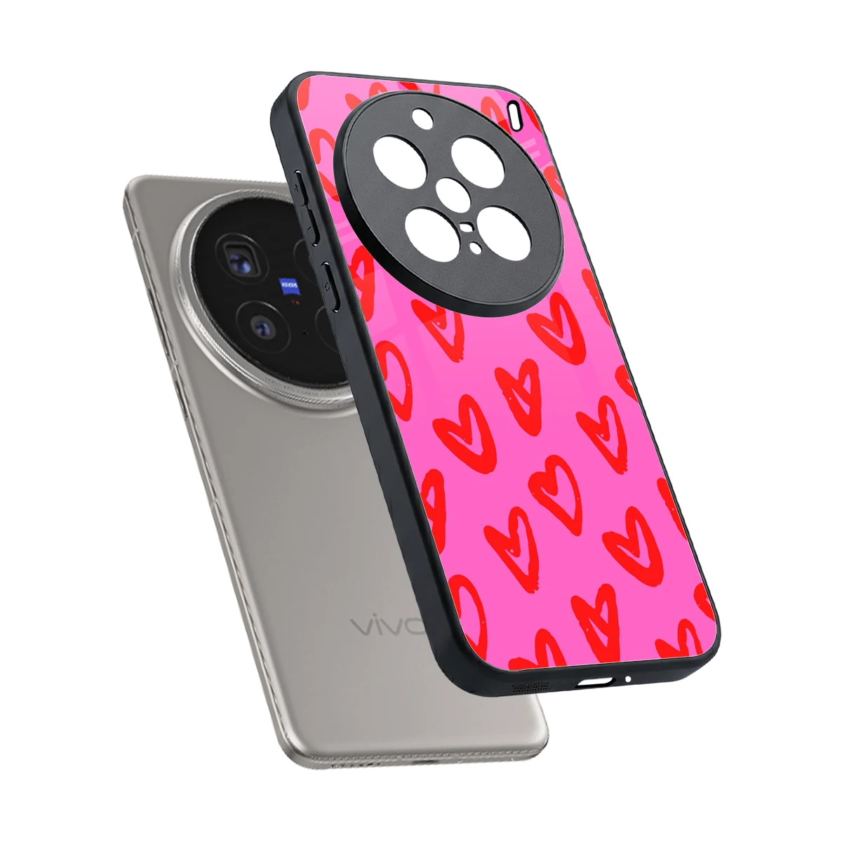 Heart Bloom sleek vivo x200 pro cover with tempered glass back and TPU edges