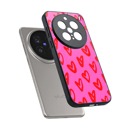 Heart Bloom sleek vivo x200 pro cover with tempered glass back and TPU edges
