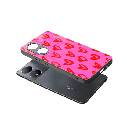 Heart Bloom sleek Vivo-y100 cover with tempered glass back and TPU edges