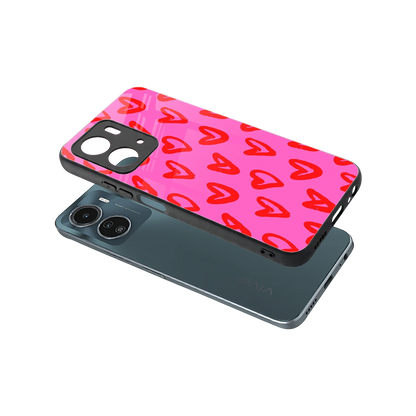 Heart Bloom sleek vivo y16 cover with tempered glass back and TPU edges