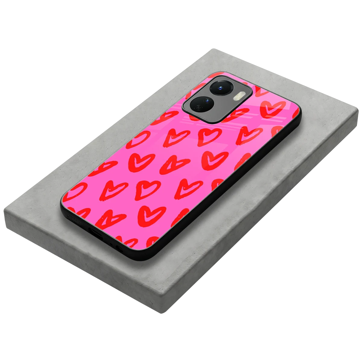 Heart Bloom stylish phone case for vivo y16 | glossy glass and slim fit