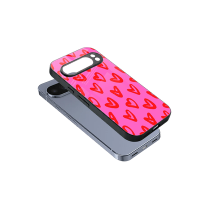 Heart Bloom sleek google pixel 10 pro cover with tempered glass back and TPU edges