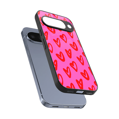 Heart Bloom sleek google pixel 10 cover with tempered glass back and TPU edges