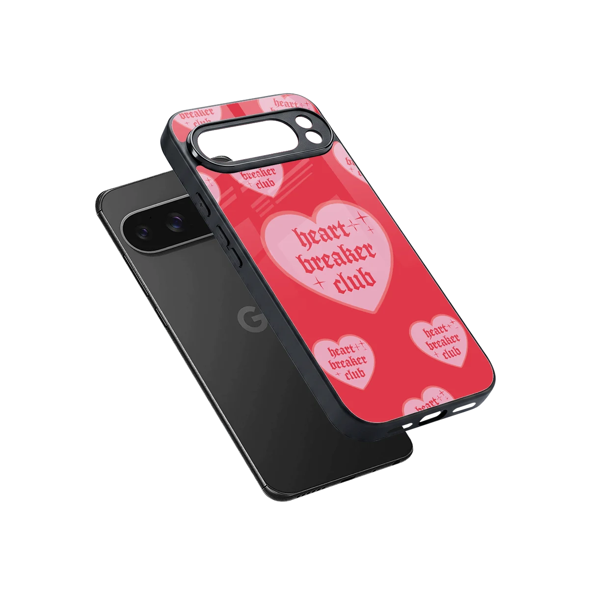Heart Breaker Club sleek google pixel 10 pro xl cover with tempered glass back and TPU edges