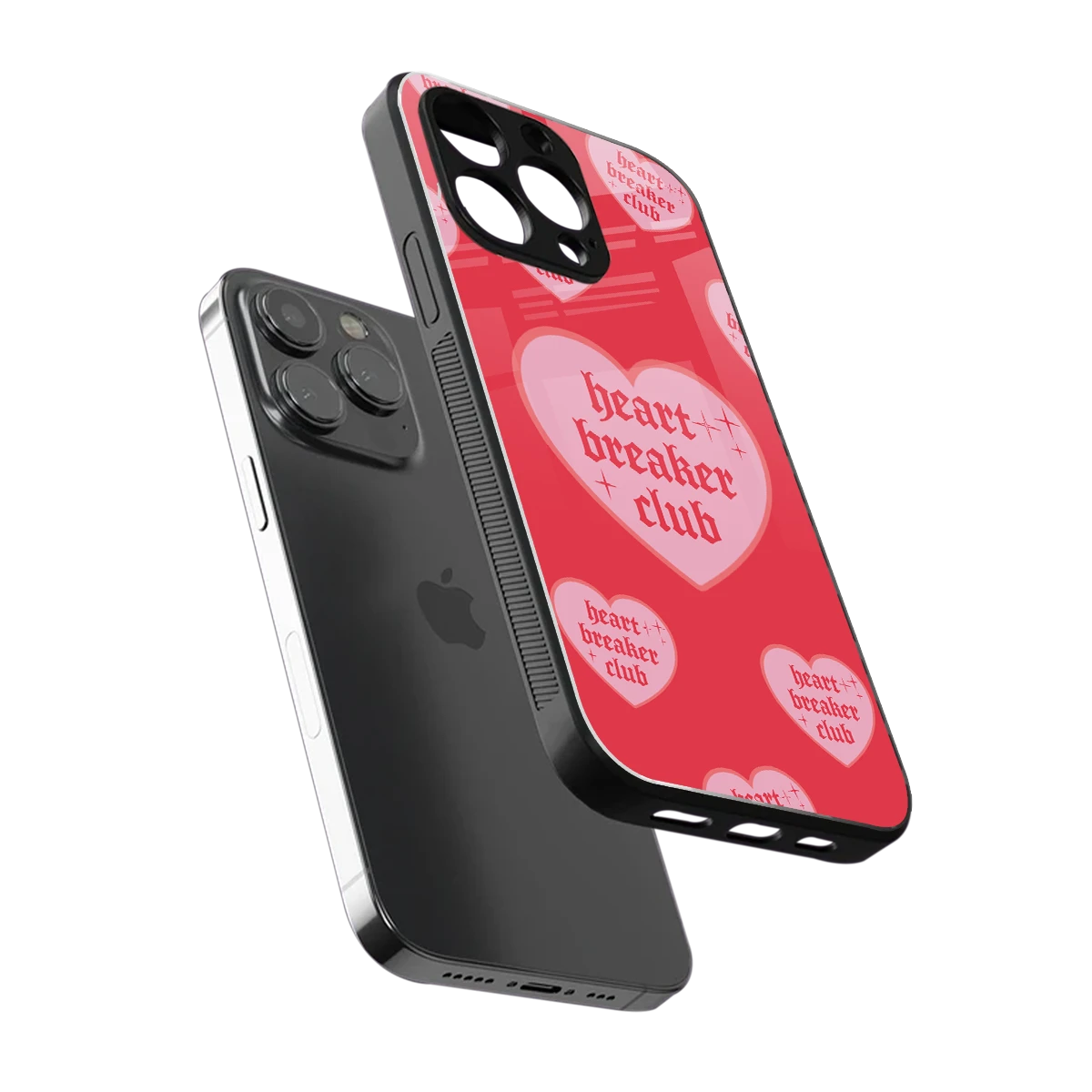 Heart Breaker Club sleek iphone 13 pro max cover with tempered glass back and TPU edges